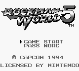Rockman World 5 title screen for GameBoy